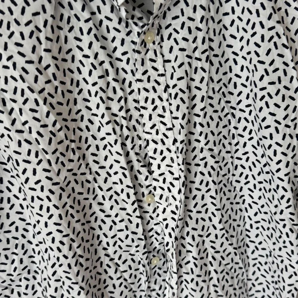 Michael Kors Mens Slim Fit Short Sleeve Button Down Shirt White‎ Black Dashed S